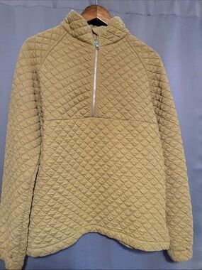 Quilted Half-Zip Pullover Jacket - Olive Green